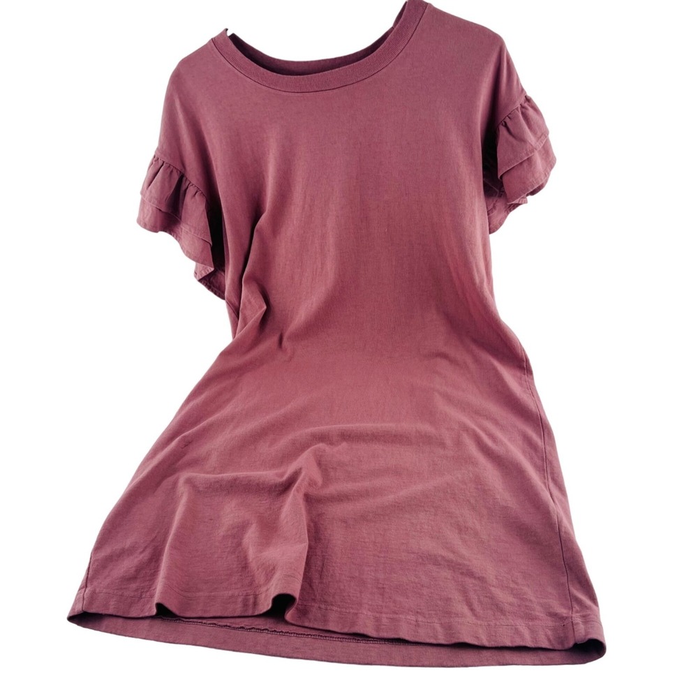 Current Elliot size 1 Dress‎ Small Shirt Dress Pink Mauve Ruffled Sleeves Cotton